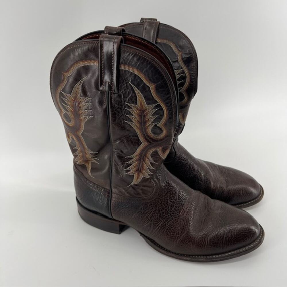 Tony Lama Stockman Western Boots Mens 11D Brown Leather Roper CT2032 USA Cowboy